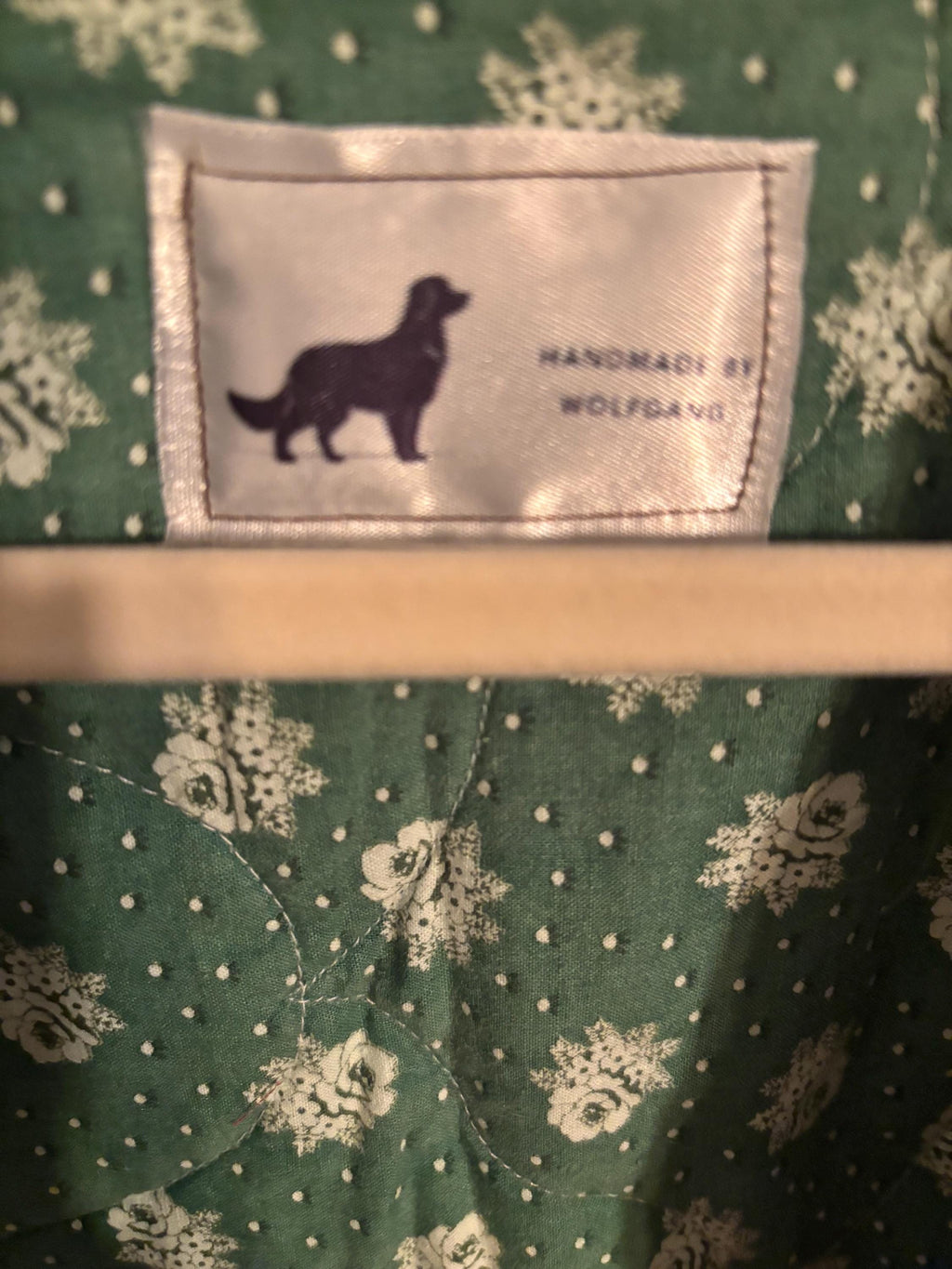 Handmade oversized quilt coat in a size small/medium is greens/reds/browns. (Olive 1)