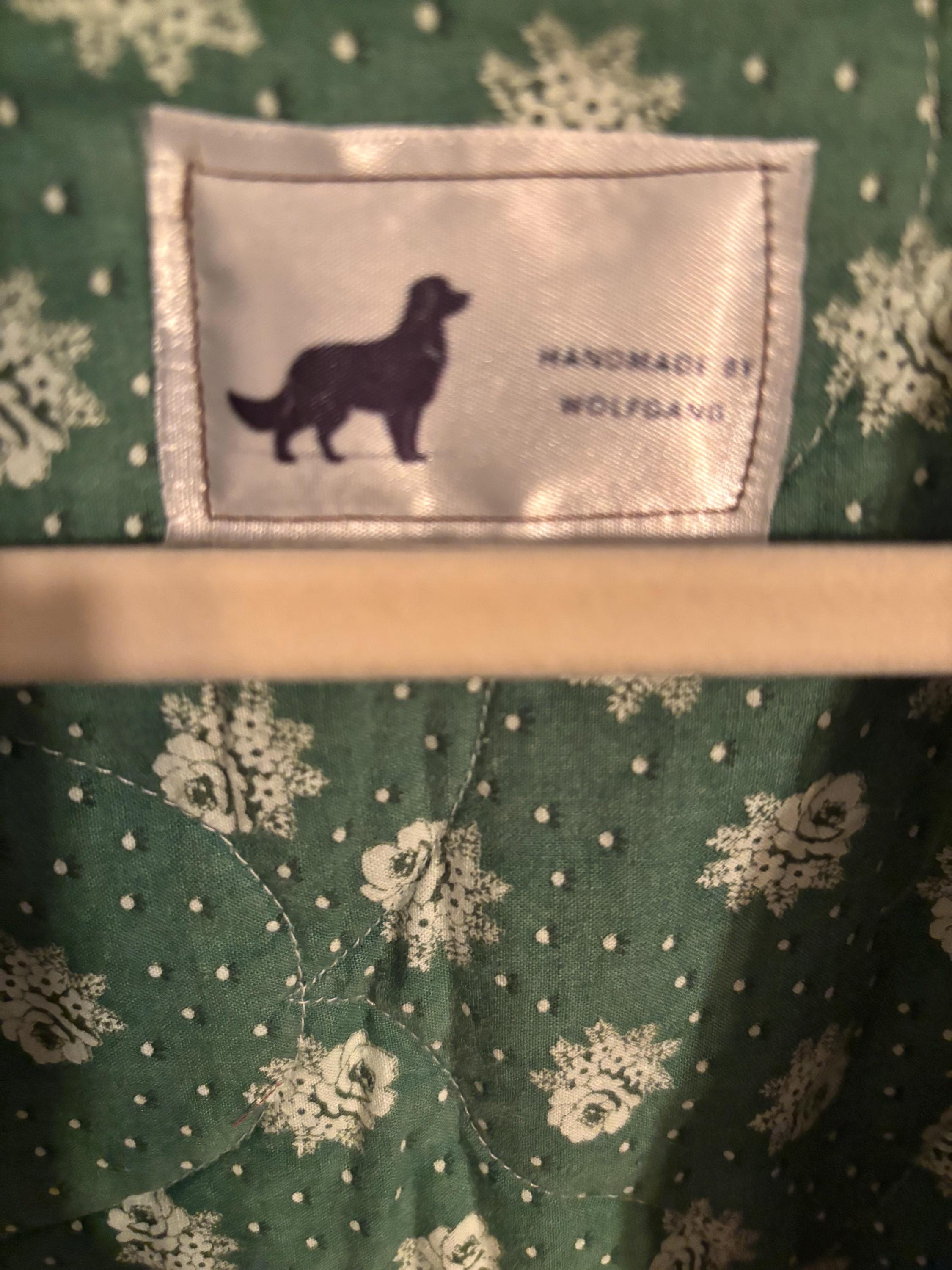 Handmade oversized quilt coat in a size small/medium is greens/reds/browns. (Olive 1)