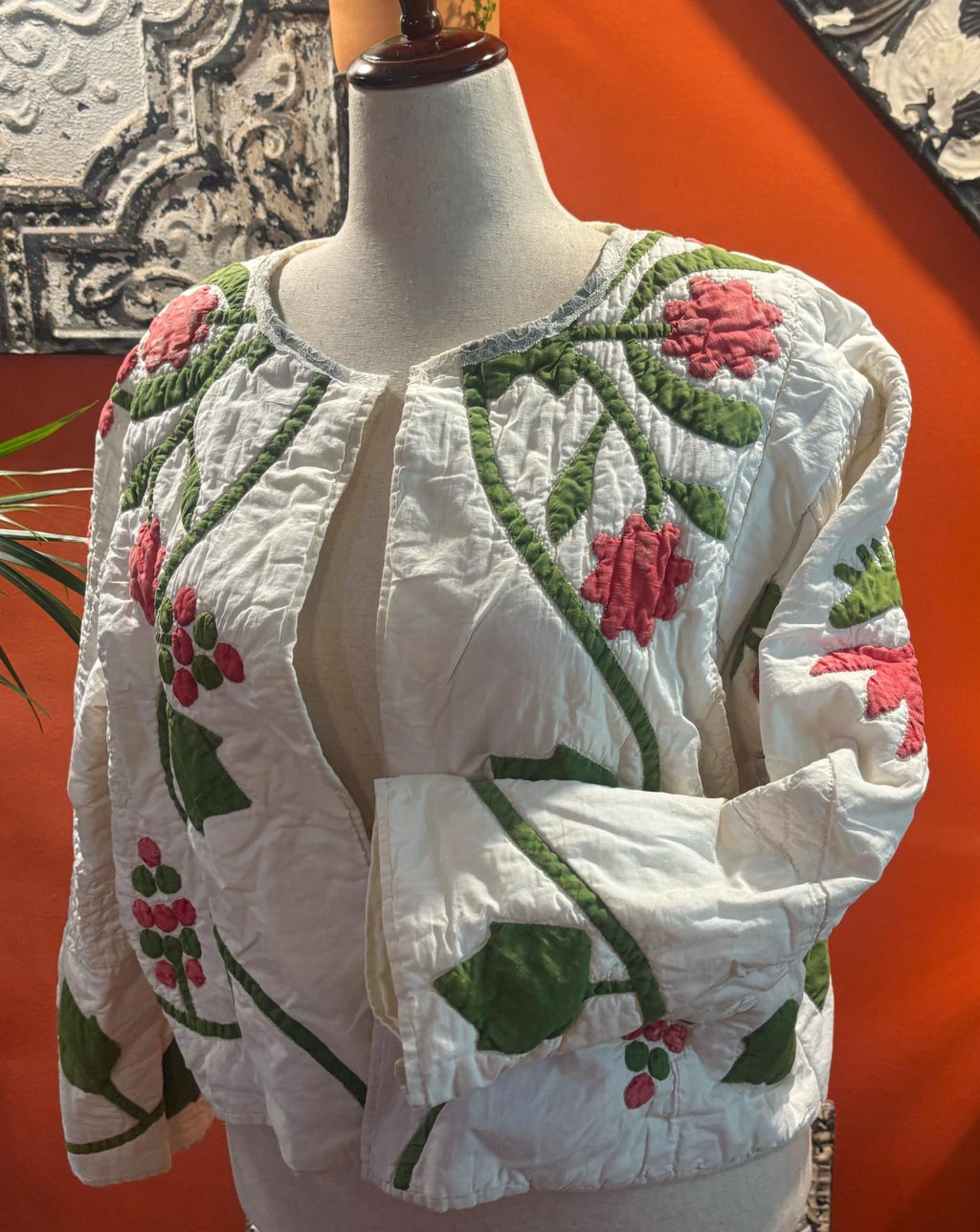 Antique Rose Quilt Jacket – Handmade Botanical Patchwork Coat