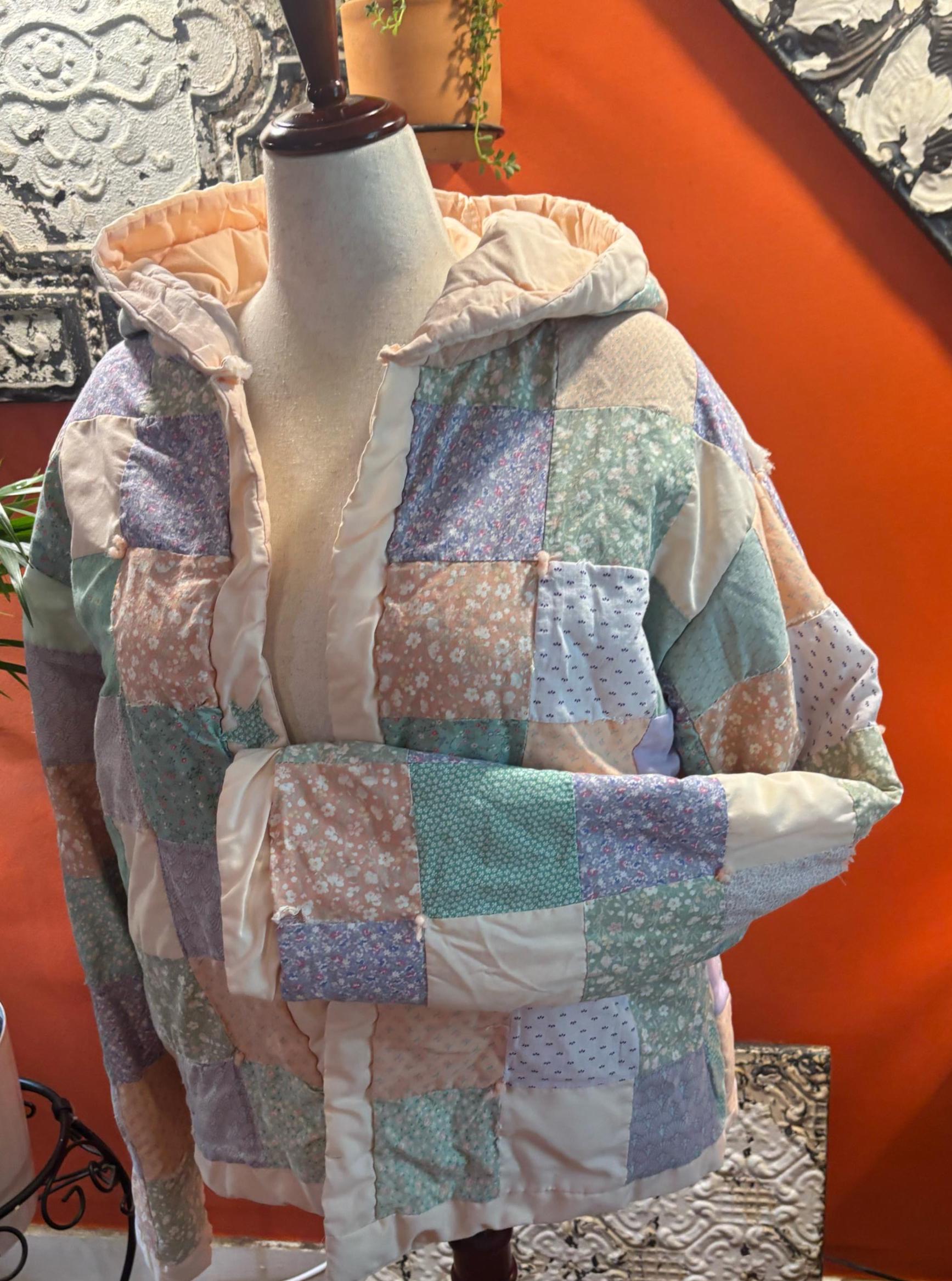 Handmade Patchwork Quilt Jacket: One-of-a-Kind Marigold Floral Coat