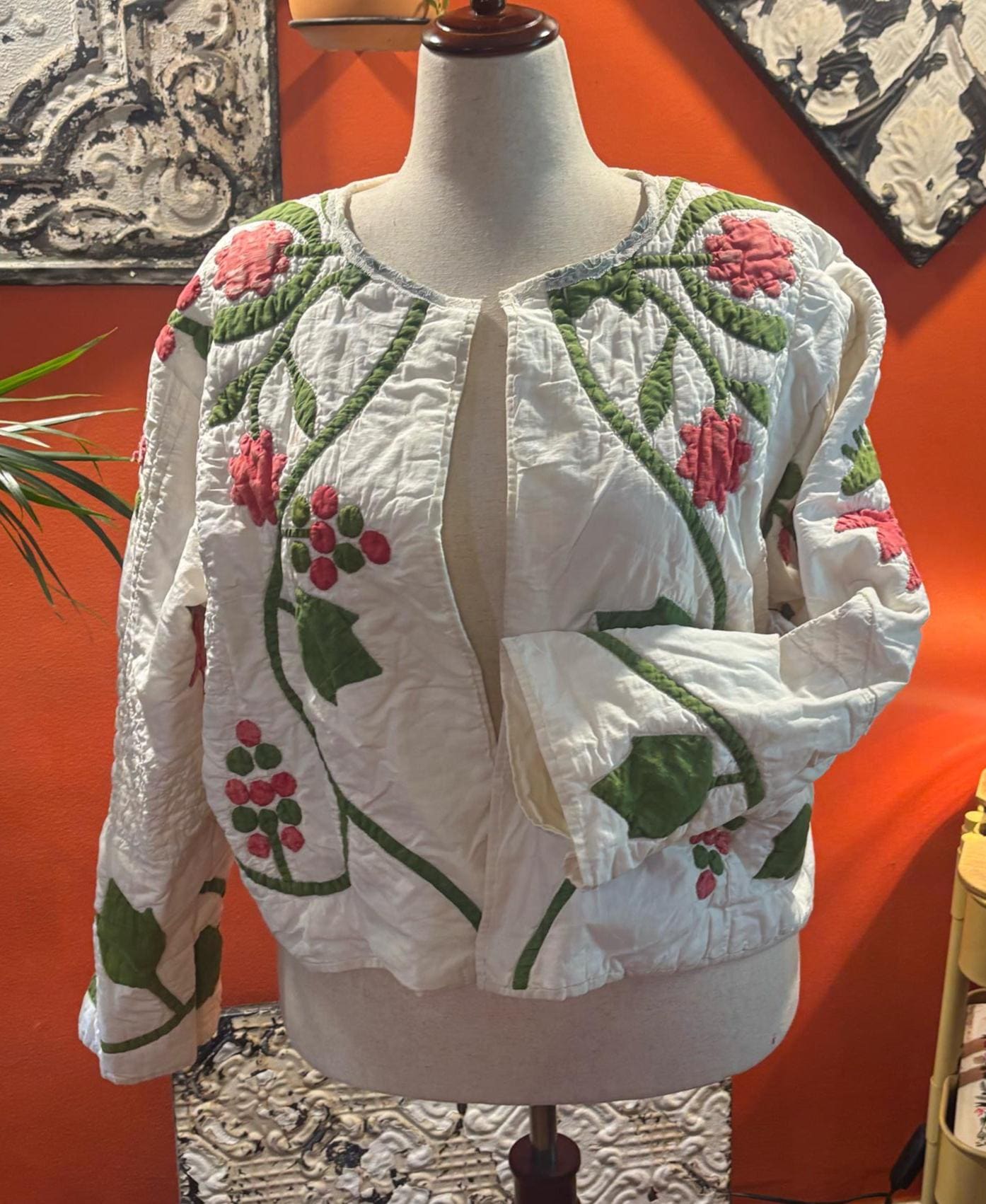 Antique Rose Quilt Jacket – Handmade Botanical Patchwork Coat