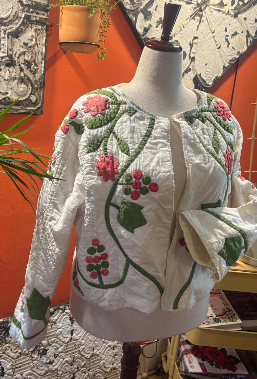 Antique Rose Quilt Jacket – Handmade Botanical Patchwork Coat