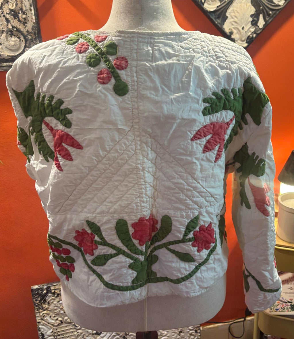 Antique Rose Quilt Jacket – Handmade Botanical Patchwork Coat