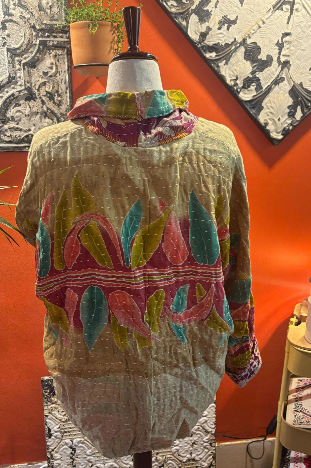 Handmade Patchwork Kantha Style Jacket - Oversized Medium/Large (Mustard) TINLEY