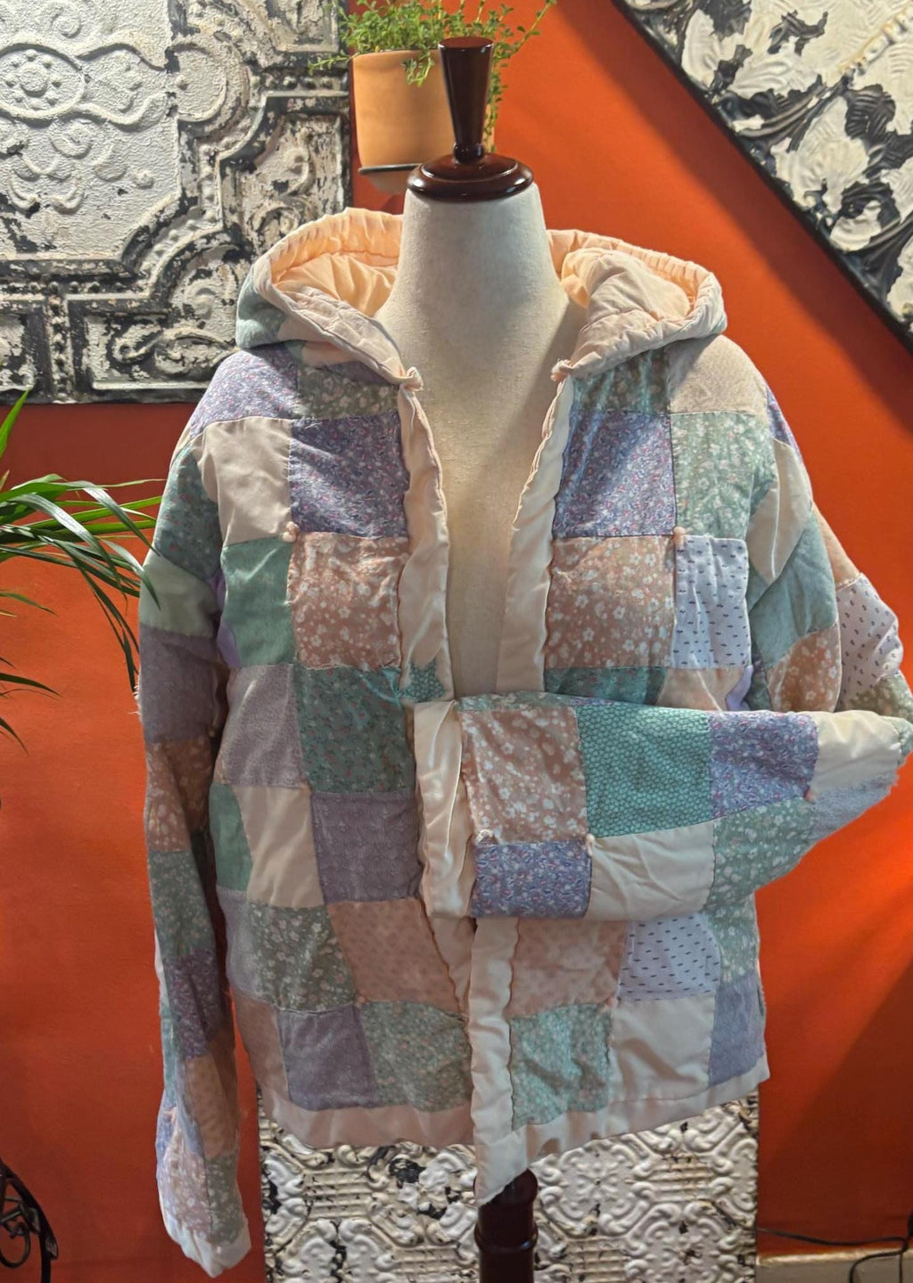 Handmade Patchwork Quilt Jacket: One-of-a-Kind Marigold Floral Coat