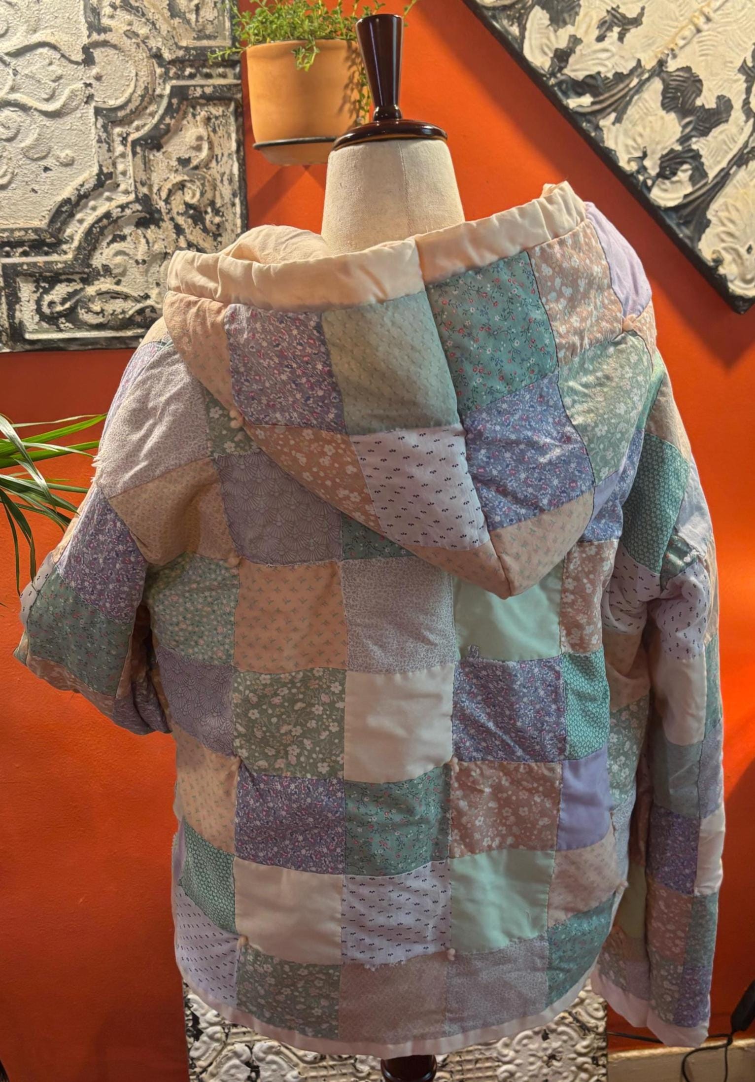 Handmade Patchwork Quilt Jacket: One-of-a-Kind Marigold Floral Coat