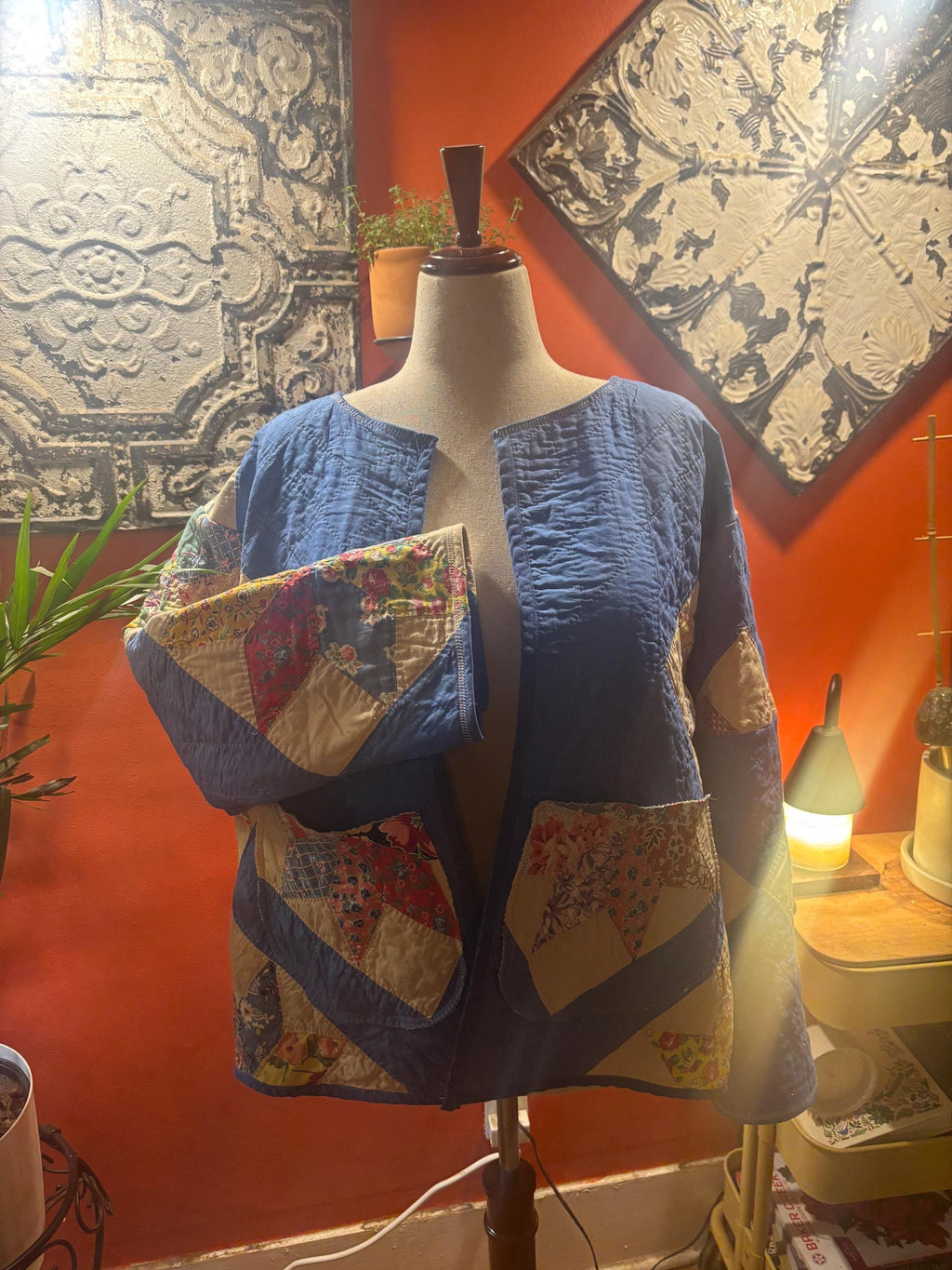 Antique Feed Sack Quilt Coat: Vintage Patchwork Americana Jacket Celestine