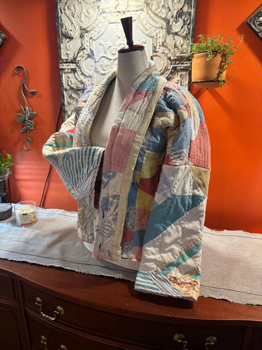 Handcrafted Vintage Patchwork Quilt Coat: Reimagined Wearable Art Jacket Pippa