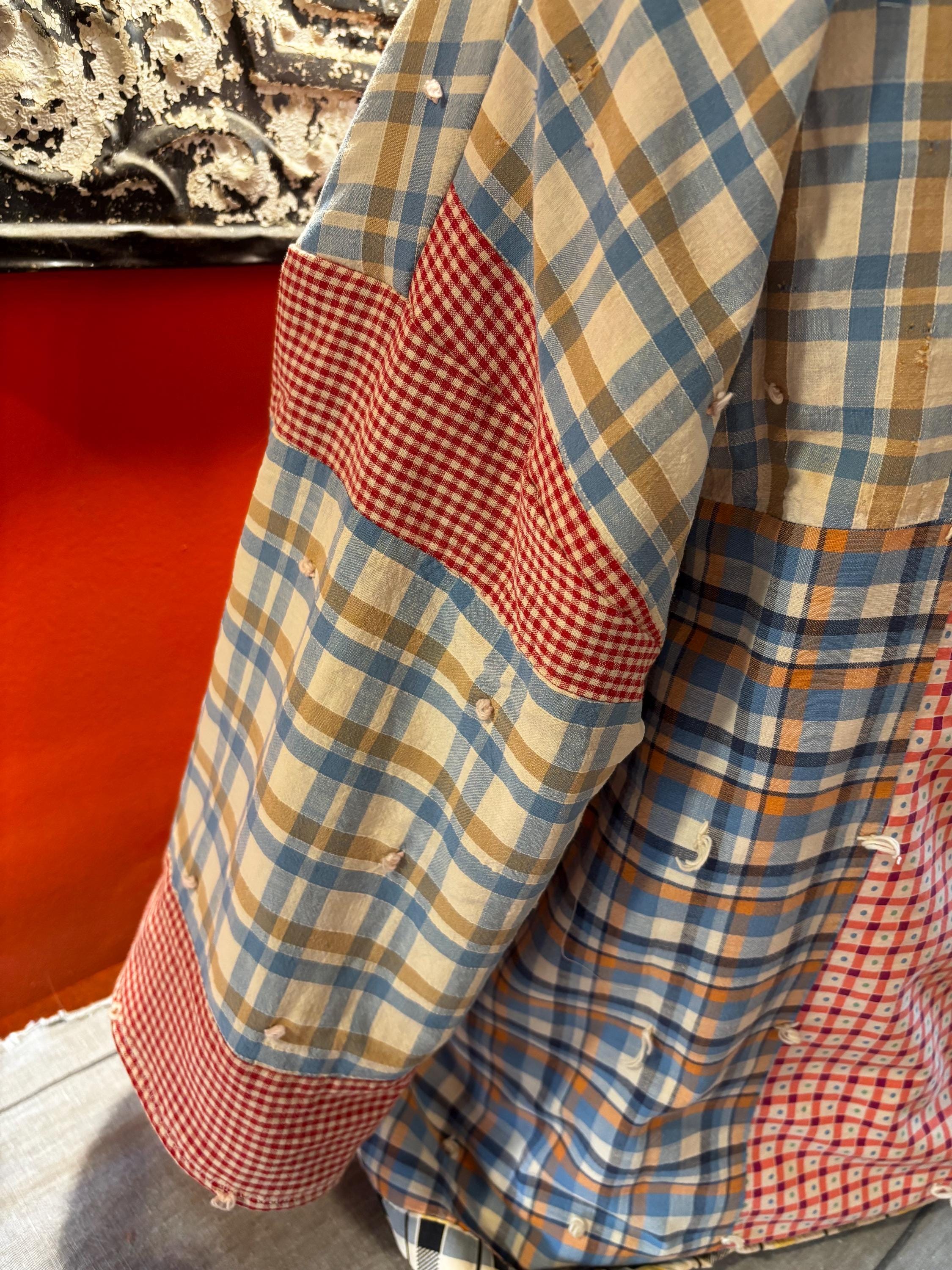 Handmade vintage textile pullover- “Agnes” One of a Kind. Made from a 1950s tied comforter/quilt