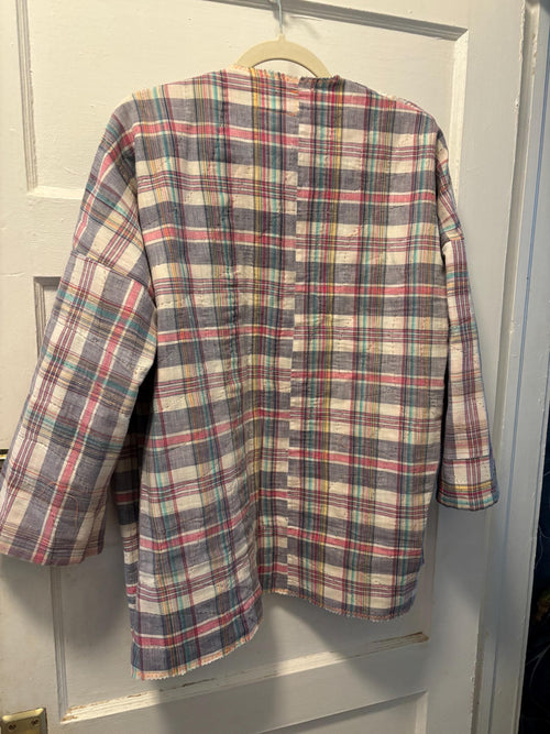 1970s Vintage Quilt Jacket: Handmade Patchwork Coat with Floral Lining Kimberly