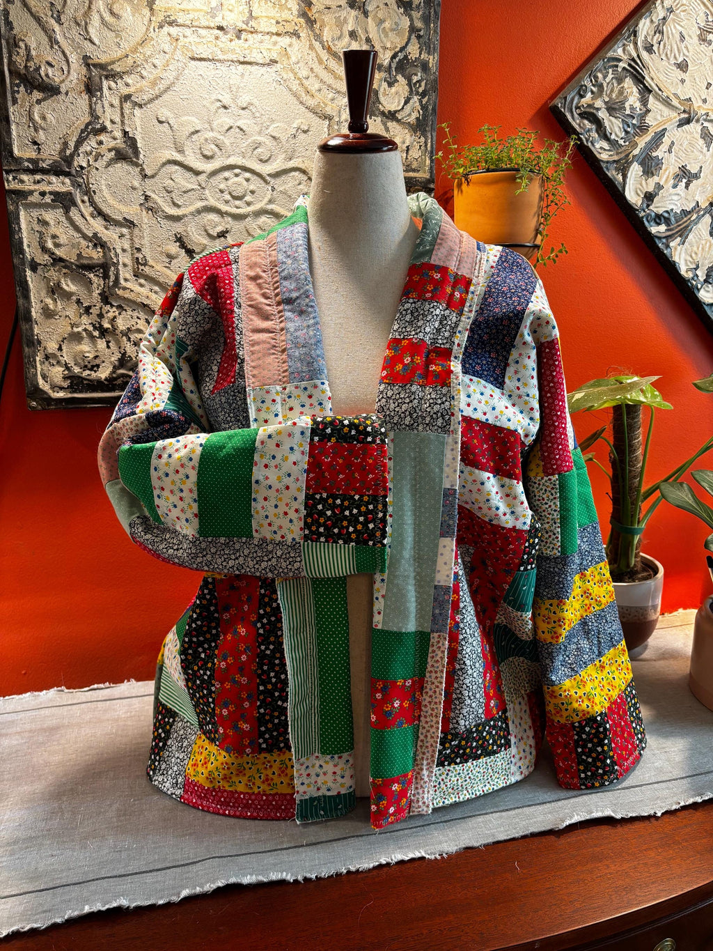 Handmade Patchwork Quilt Coat – Modern Kimono Jacket, One of a Kind