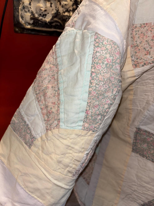 Antique Quilt Coat Handmade Vintage Patchwork Jacket One of a Kind Hoodie “Pearl”