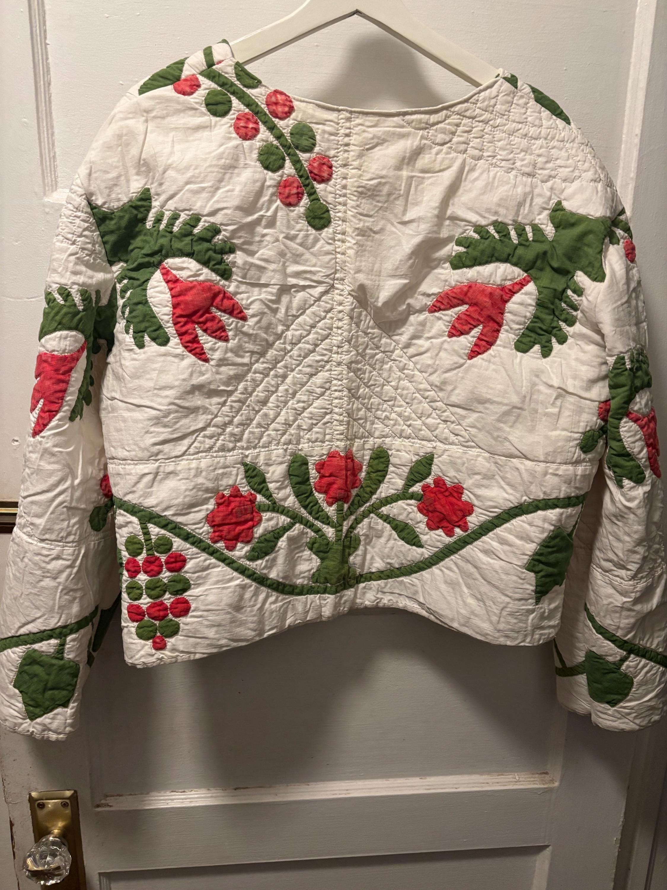 Antique Rose Quilt Jacket – Handmade Botanical Patchwork Coat
