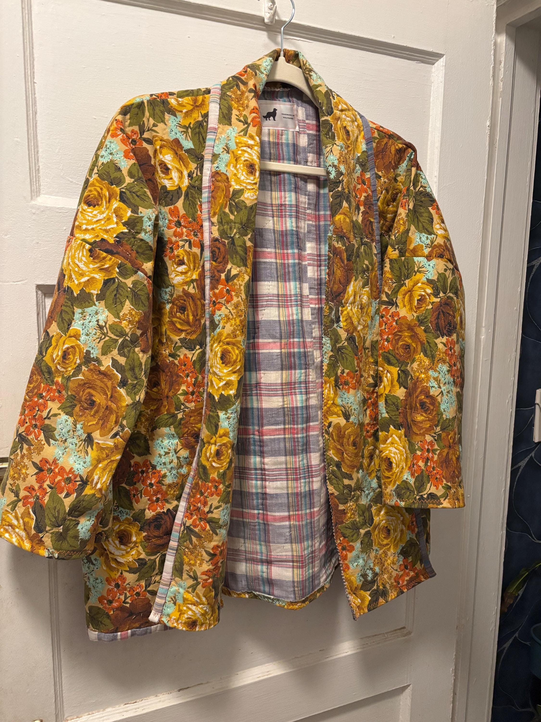 1970s Vintage Quilt Jacket: Handmade Patchwork Kim Coat