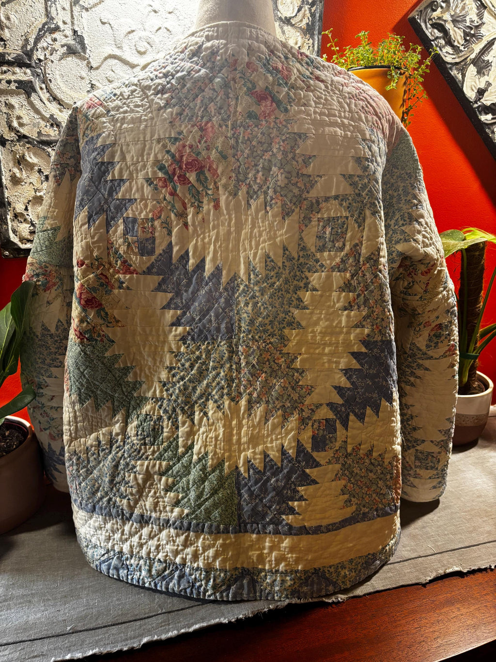 Vintage Quilt Coat: Josie Star Pattern Patchwork Jacket (L-XL)