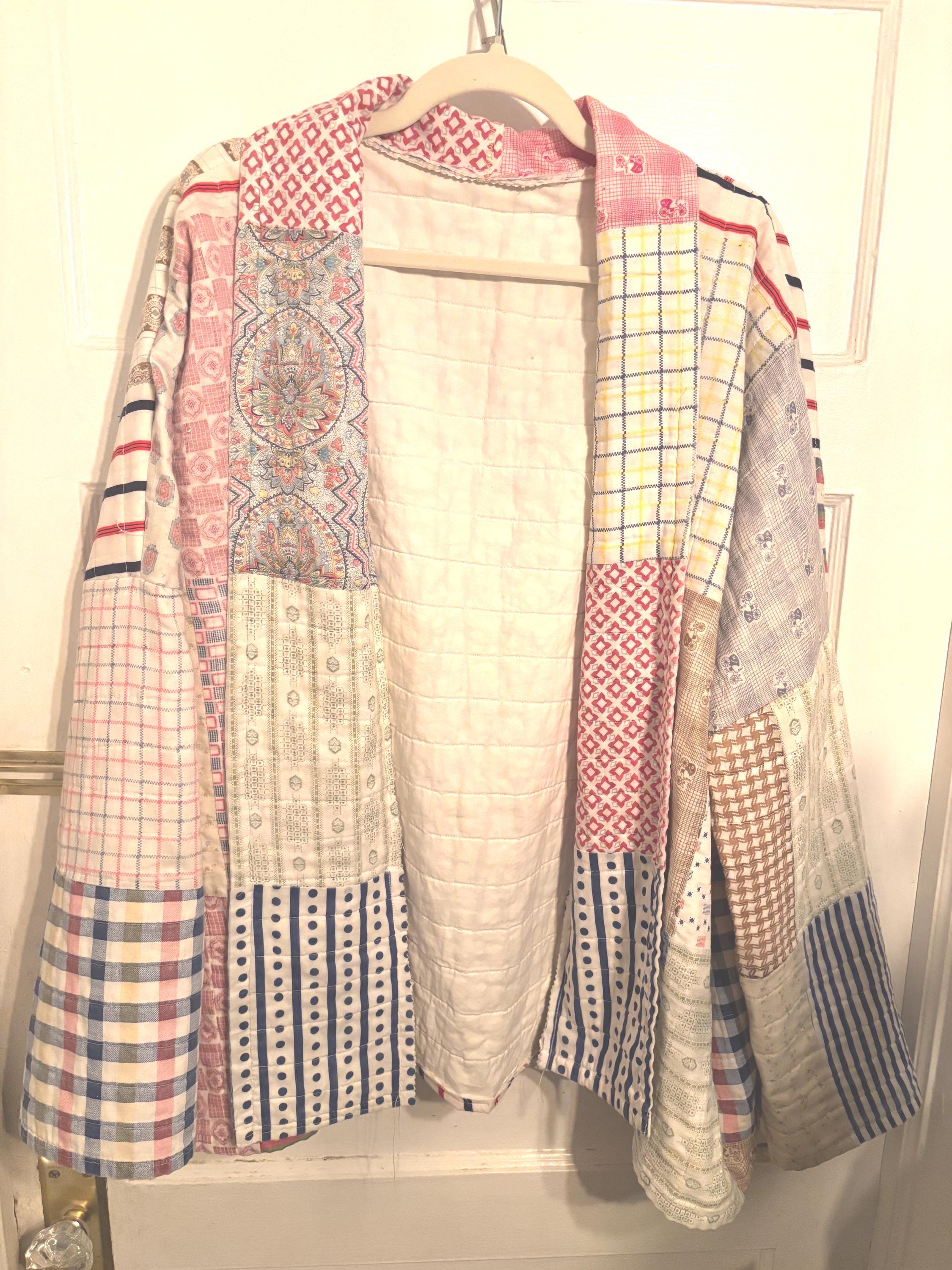 Handmade Patchwork Jacket from Antique Quilt: Frankie Coat – Muted Tones, Heirloom Feel