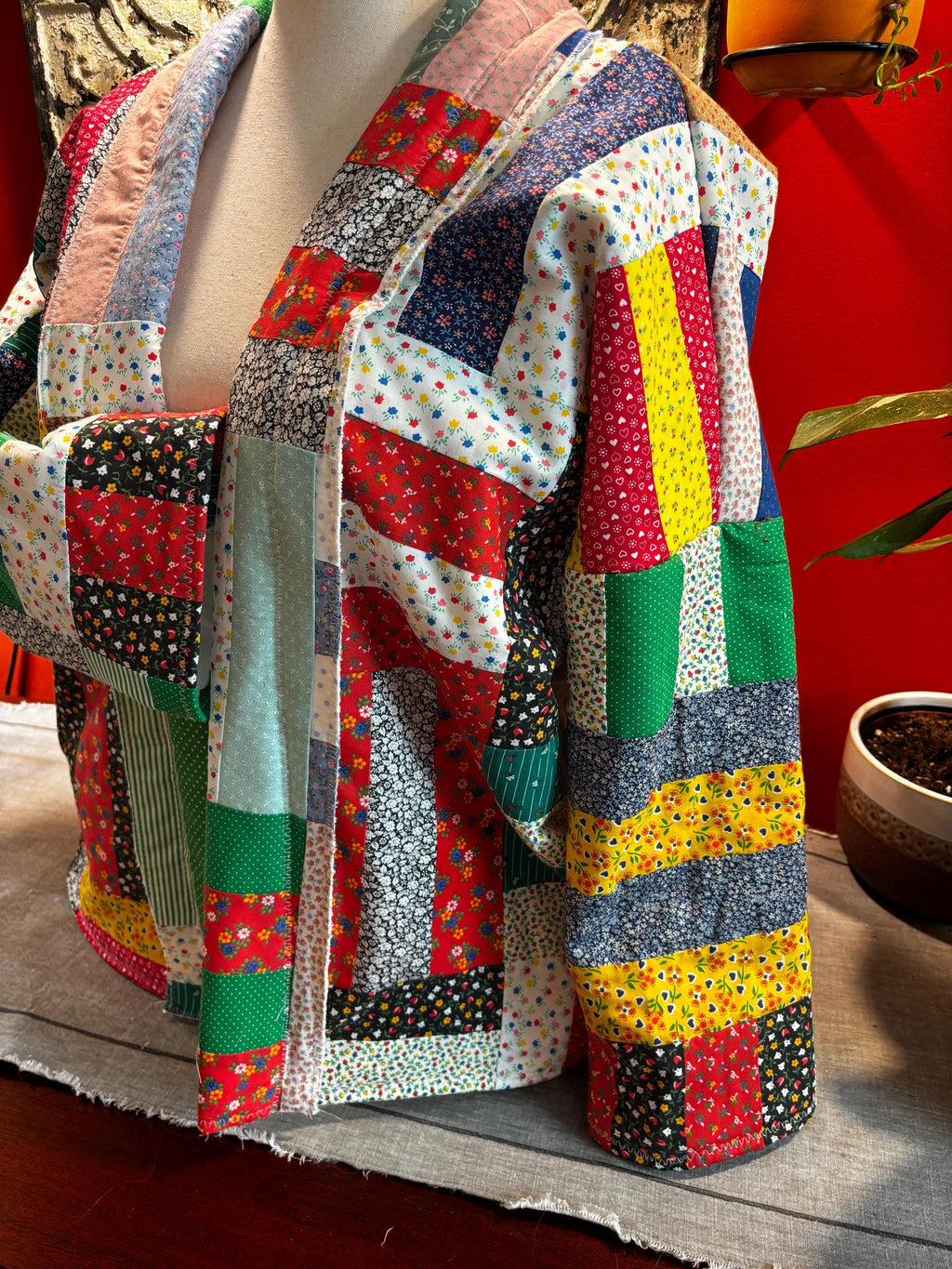 Handmade Patchwork Quilt Coat – Modern Kimono Jacket, One of a Kind