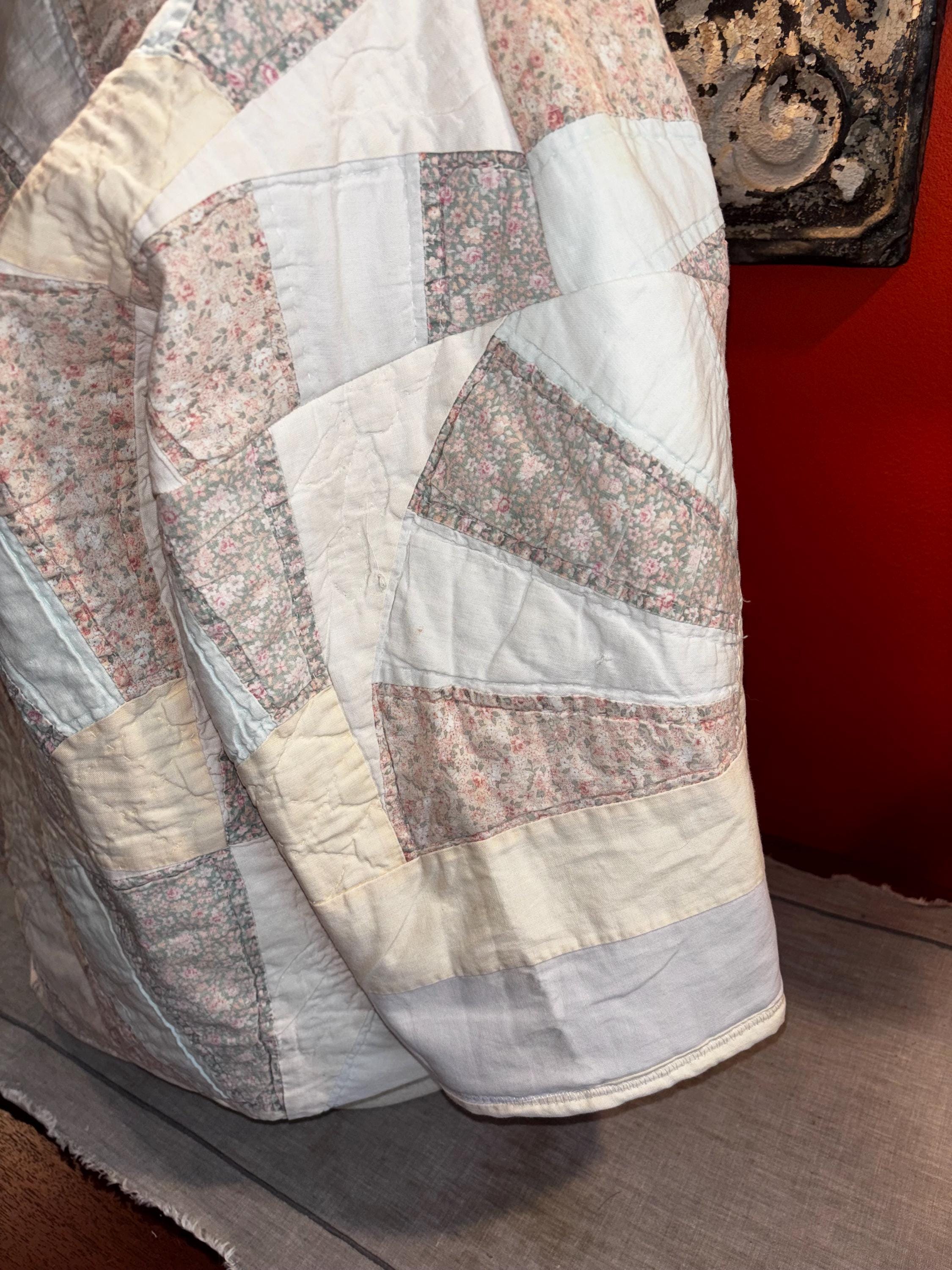 Antique Quilt Coat Handmade Vintage Patchwork Jacket One of a Kind Hoodie “Pearl”