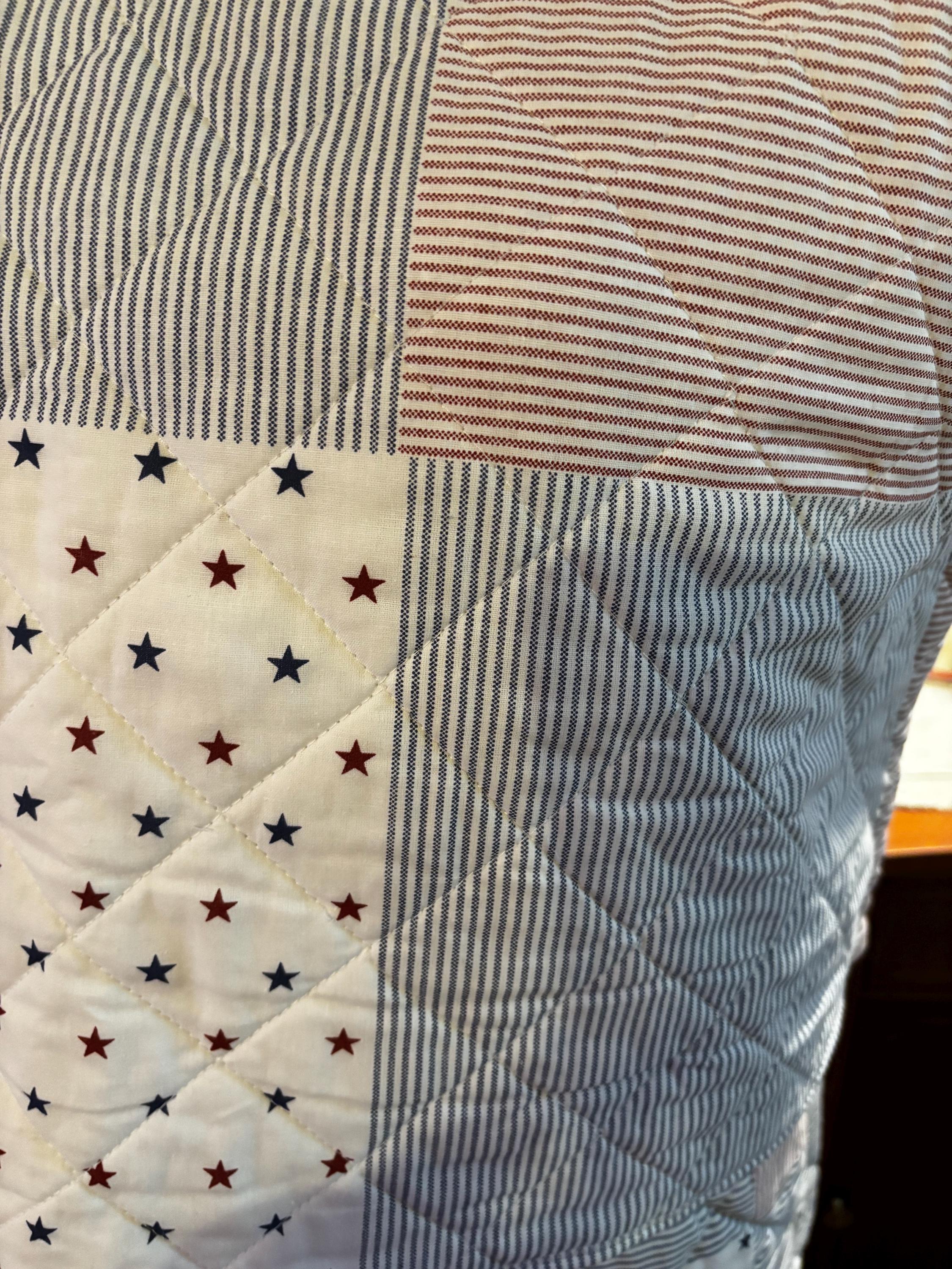 Handmade Quilted Short Set: Patriotic Stars Ticking Stripes (XS/S - XL/XXL)