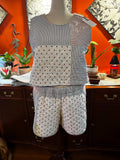 Handmade Quilted Short Set: Patriotic Stars Ticking Stripes (XS/S - XL/XXL)