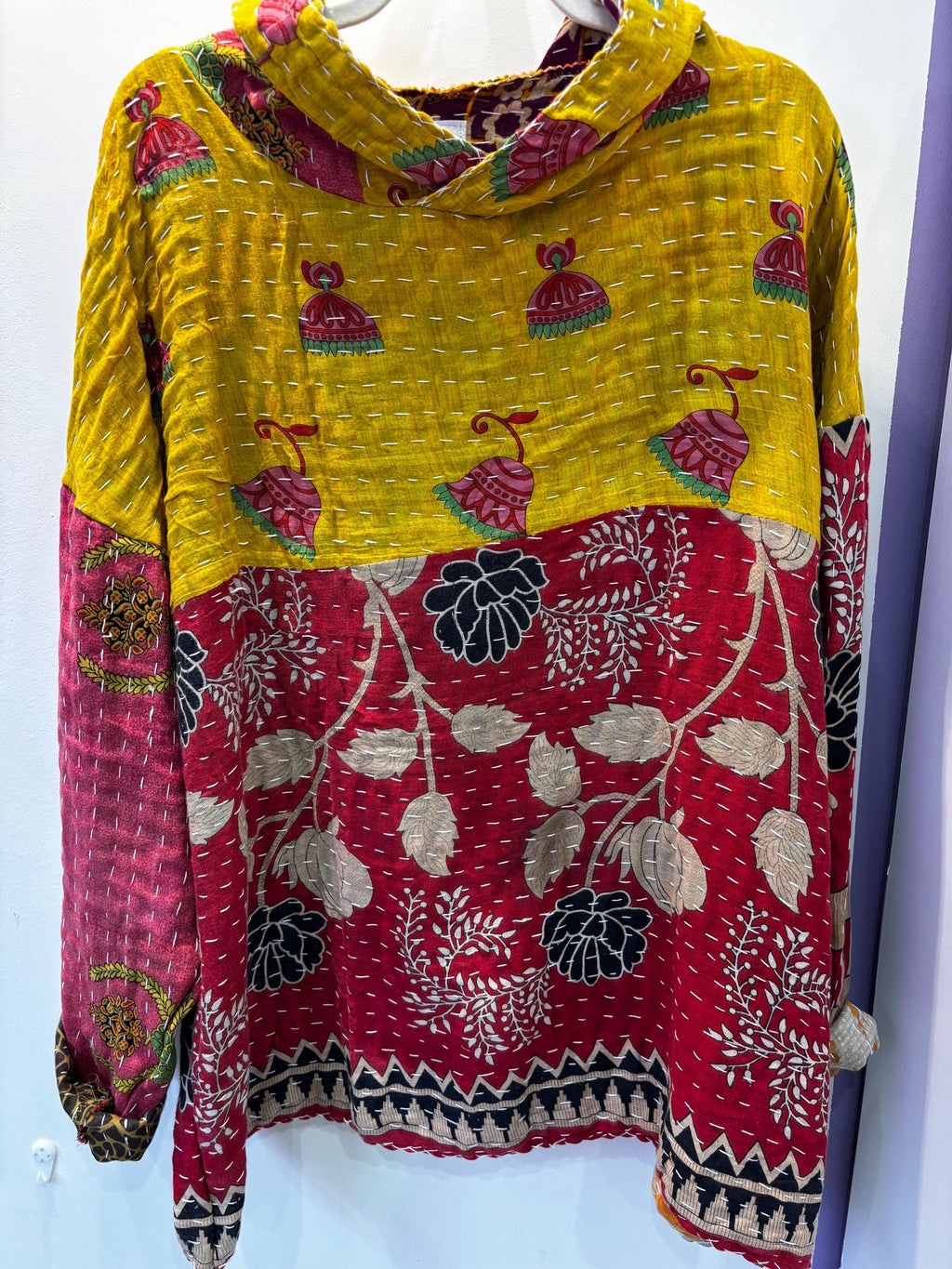 Handmade Patchwork Kantha Style pullover Jacket - Oversized Medium/Large - Kate