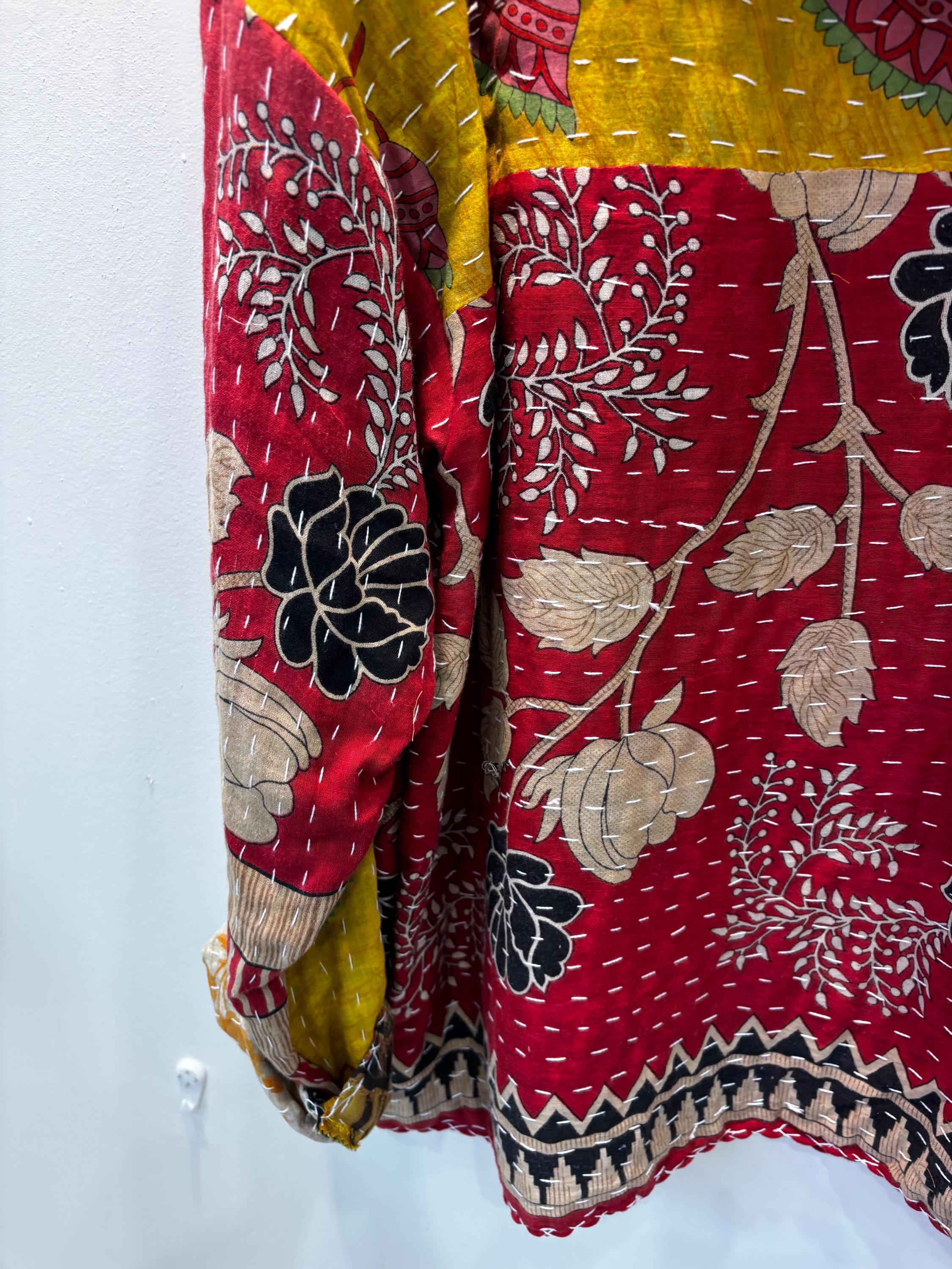 Handmade Patchwork Kantha Style pullover Jacket - Oversized Medium/Large - Kate