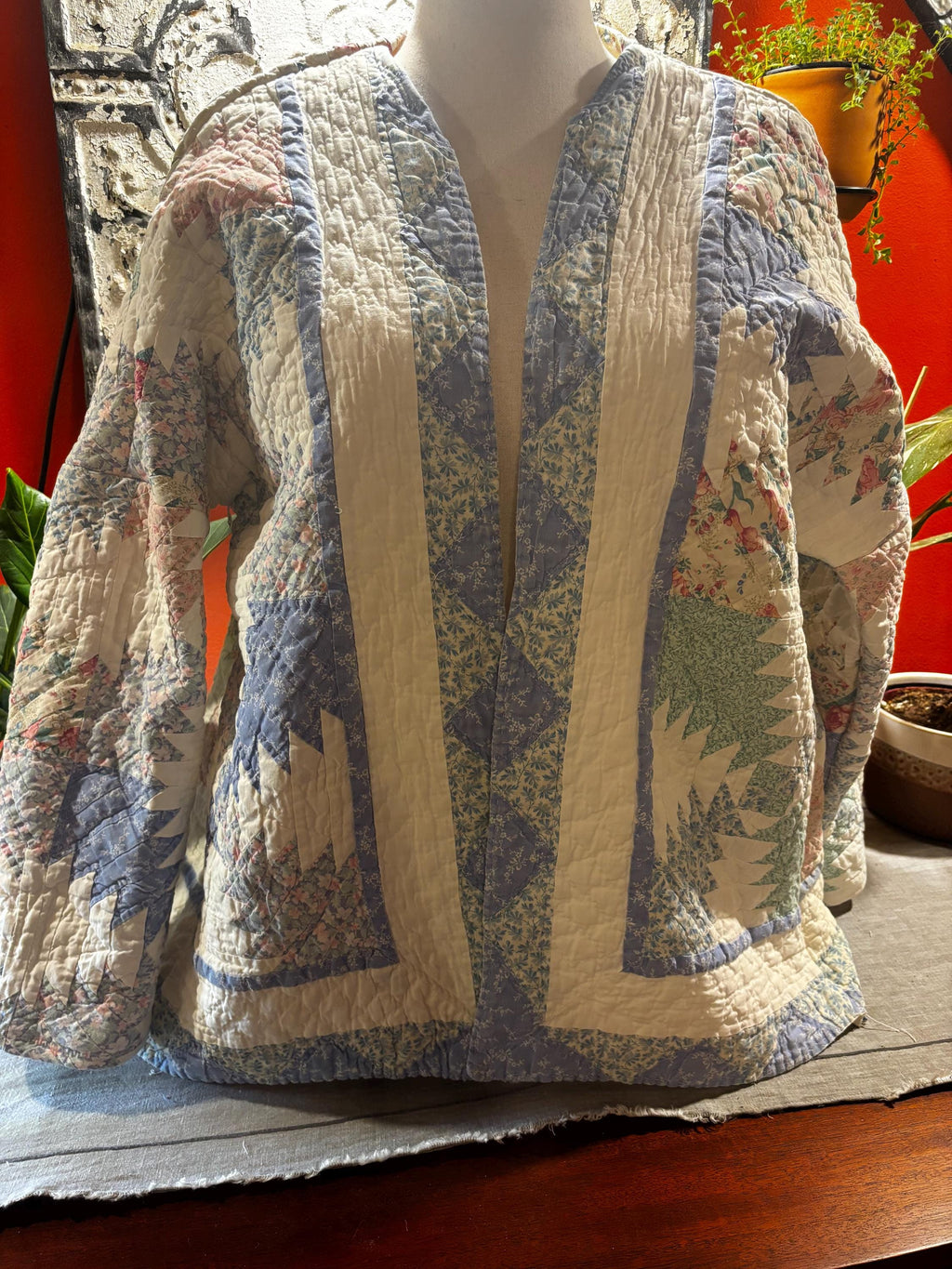 Vintage Quilt Coat: Josie Star Pattern Patchwork Jacket (L-XL)