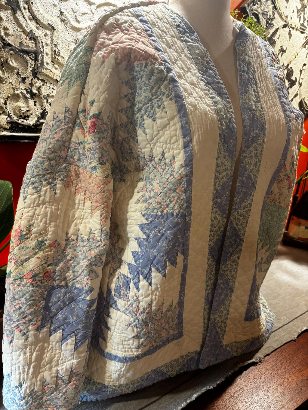 Vintage Quilt Coat: Josie Star Pattern Patchwork Jacket (L-XL)