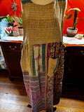 Apron style side tie wrap maxi dress made from repurposed sari “Wren” M/L